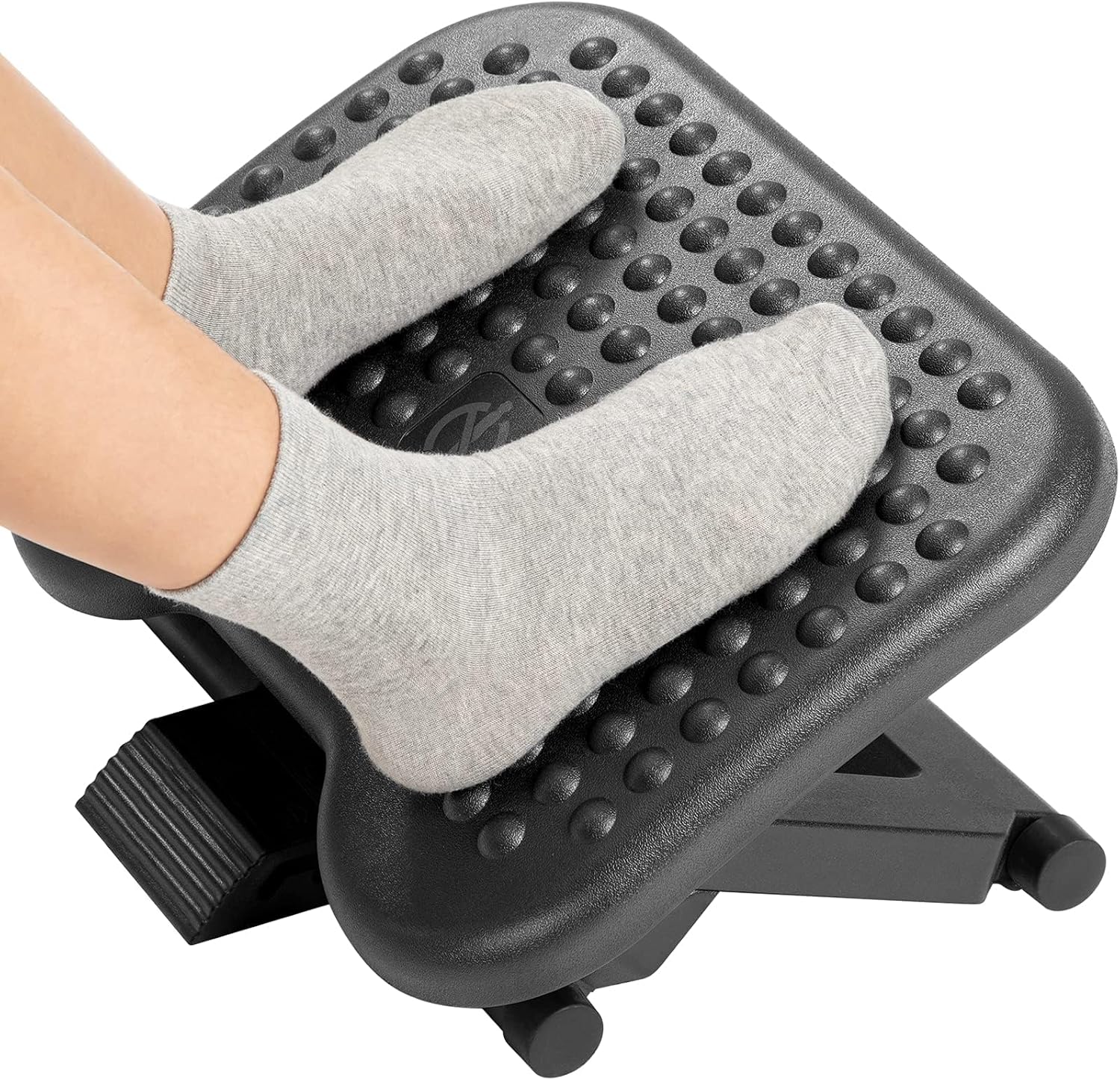 HUANUO adjustable under-desk footrest with massage bumps, black