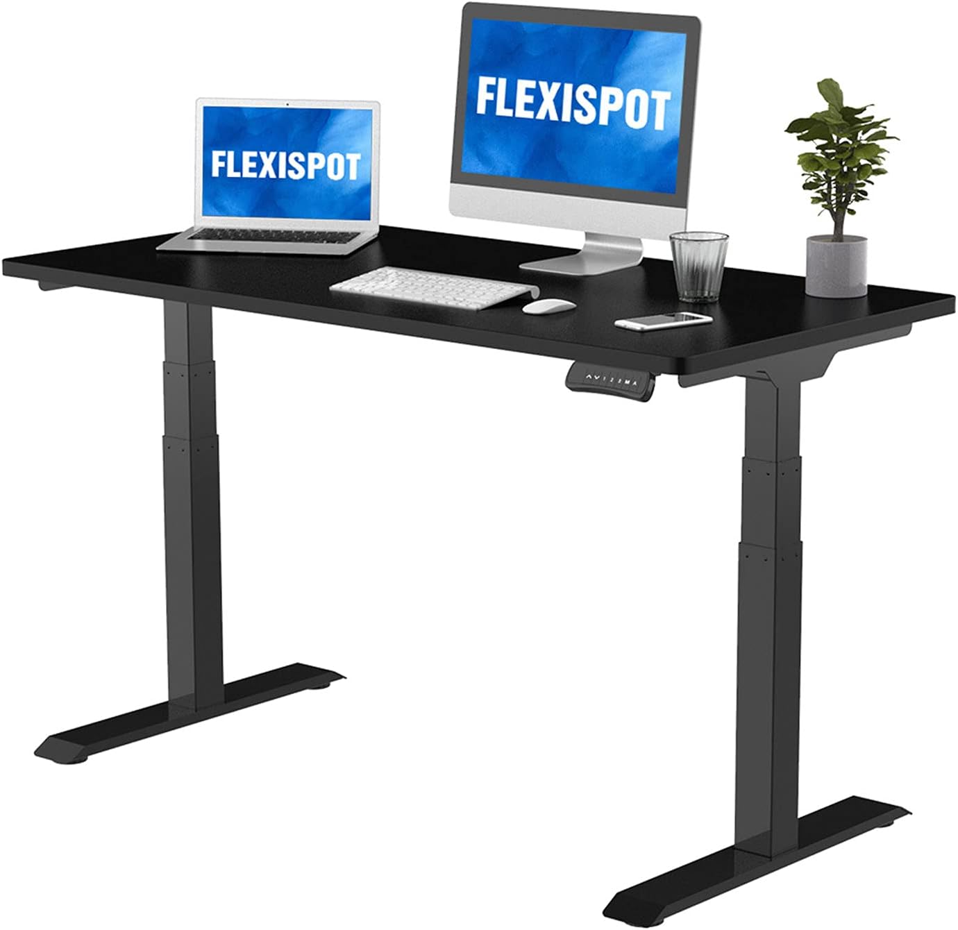 FlexiSpot E7 Pro 48×30 dual-motor standing desk, black frame and black top
