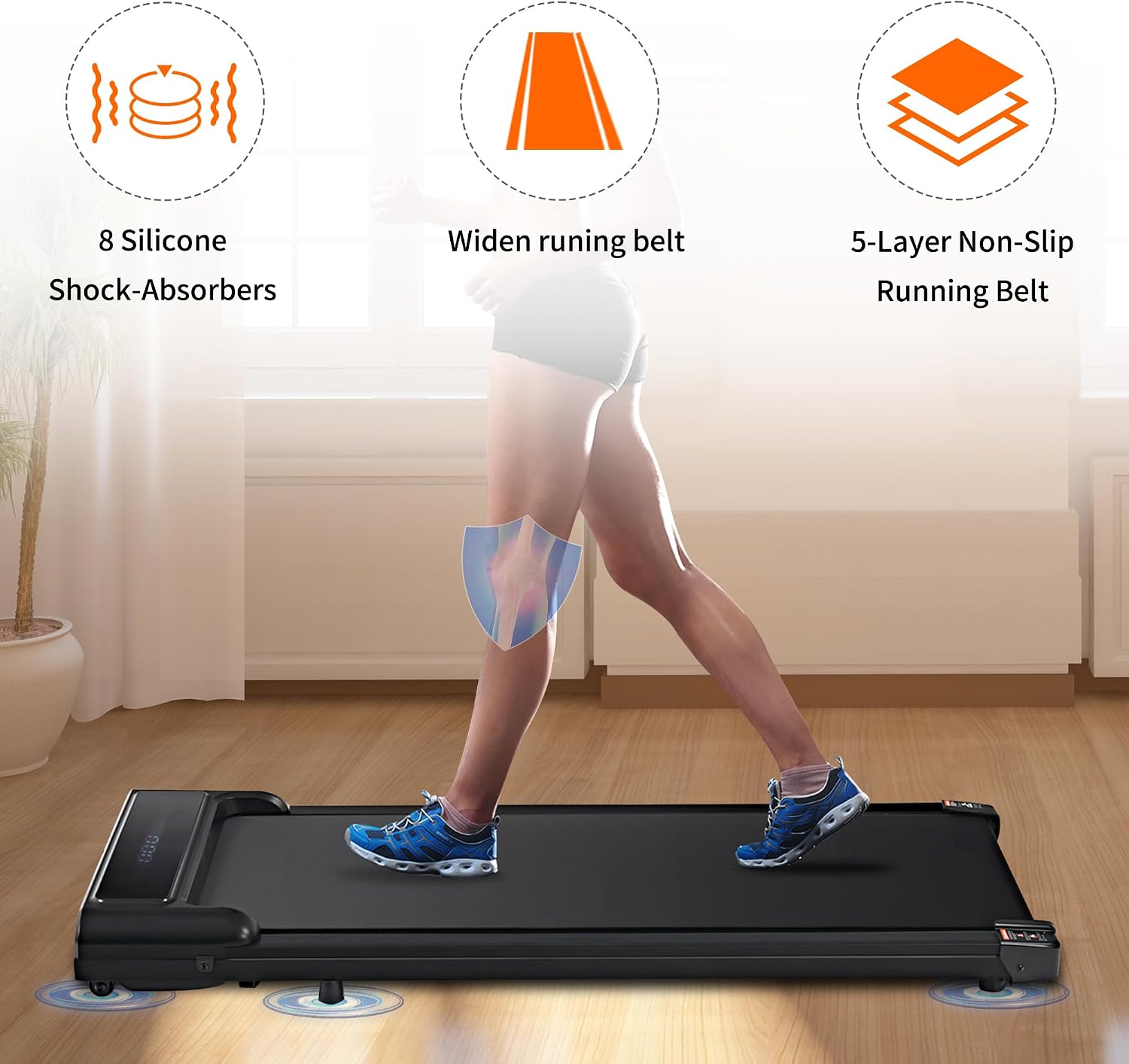 AYJOIR under-desk walking pad treadmill, black, remote control