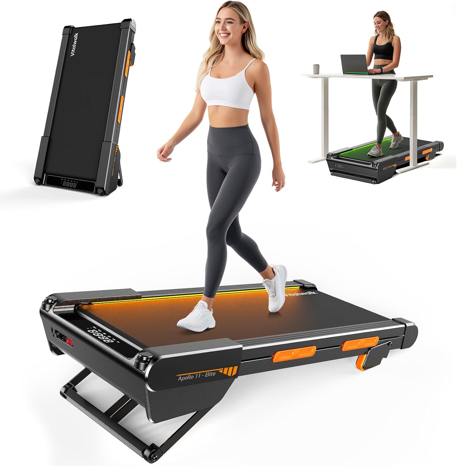 Vitalwalk Apollo 11 Elite under-desk walking pad with auto incline