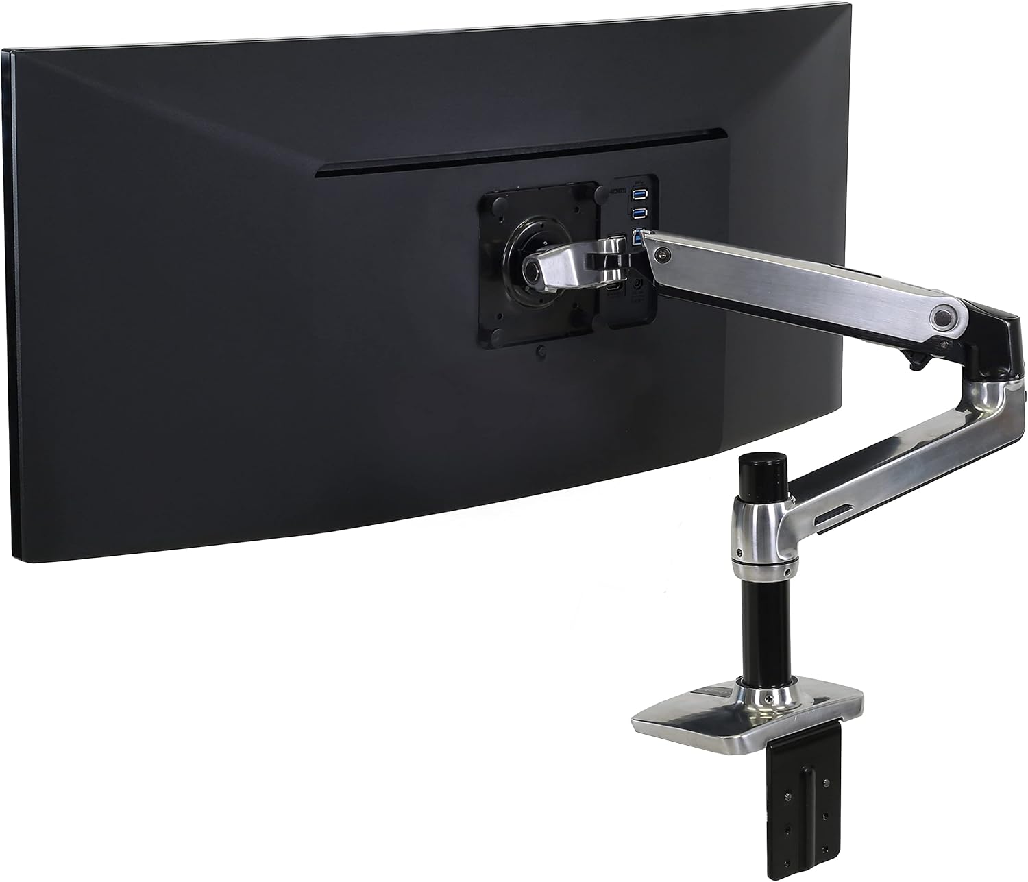 Ergotron LX single monitor arm, polished aluminum
